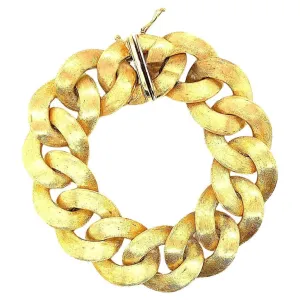 Italian Link Bracelet in 18k Yellow Gold with Florentine Brushed Finish
