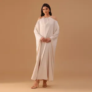 Ivory Gathered Neck With Accessory Maxi Dress