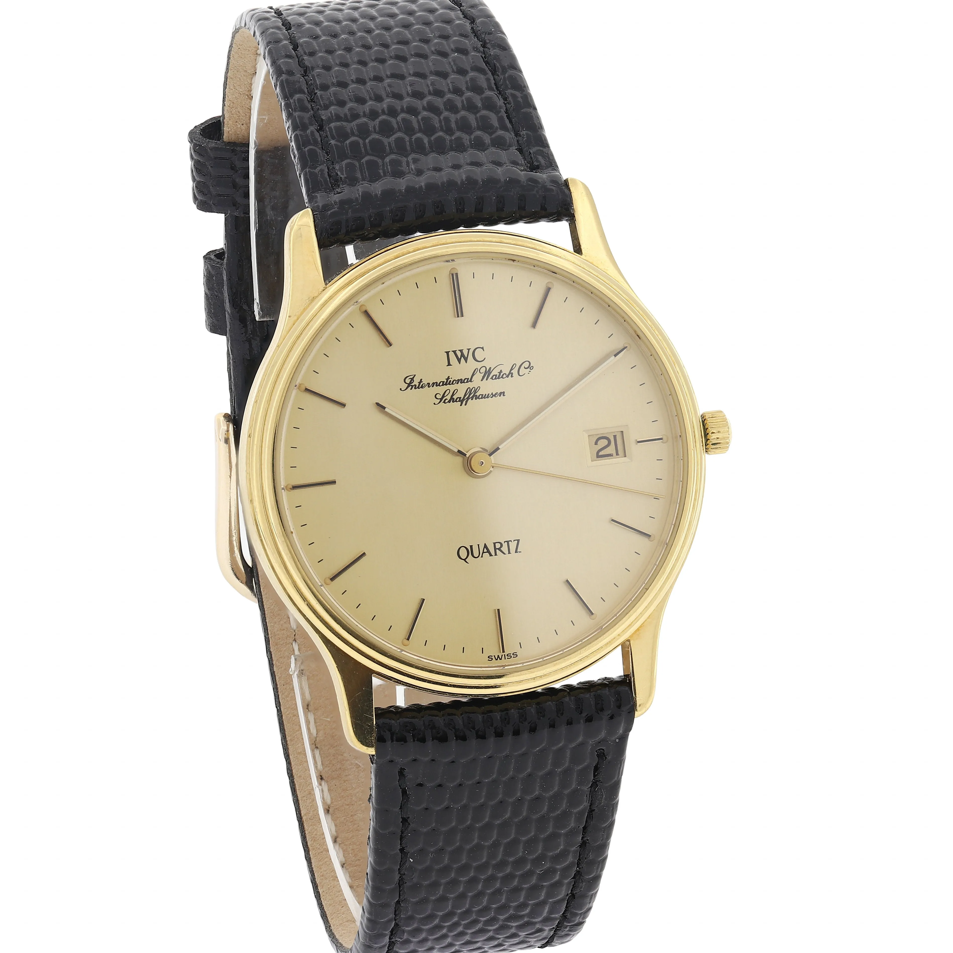 IWC Schaffhausen 3334 Quartz Rare Vintage c. 1989 18k Yellow Gold 32 mm