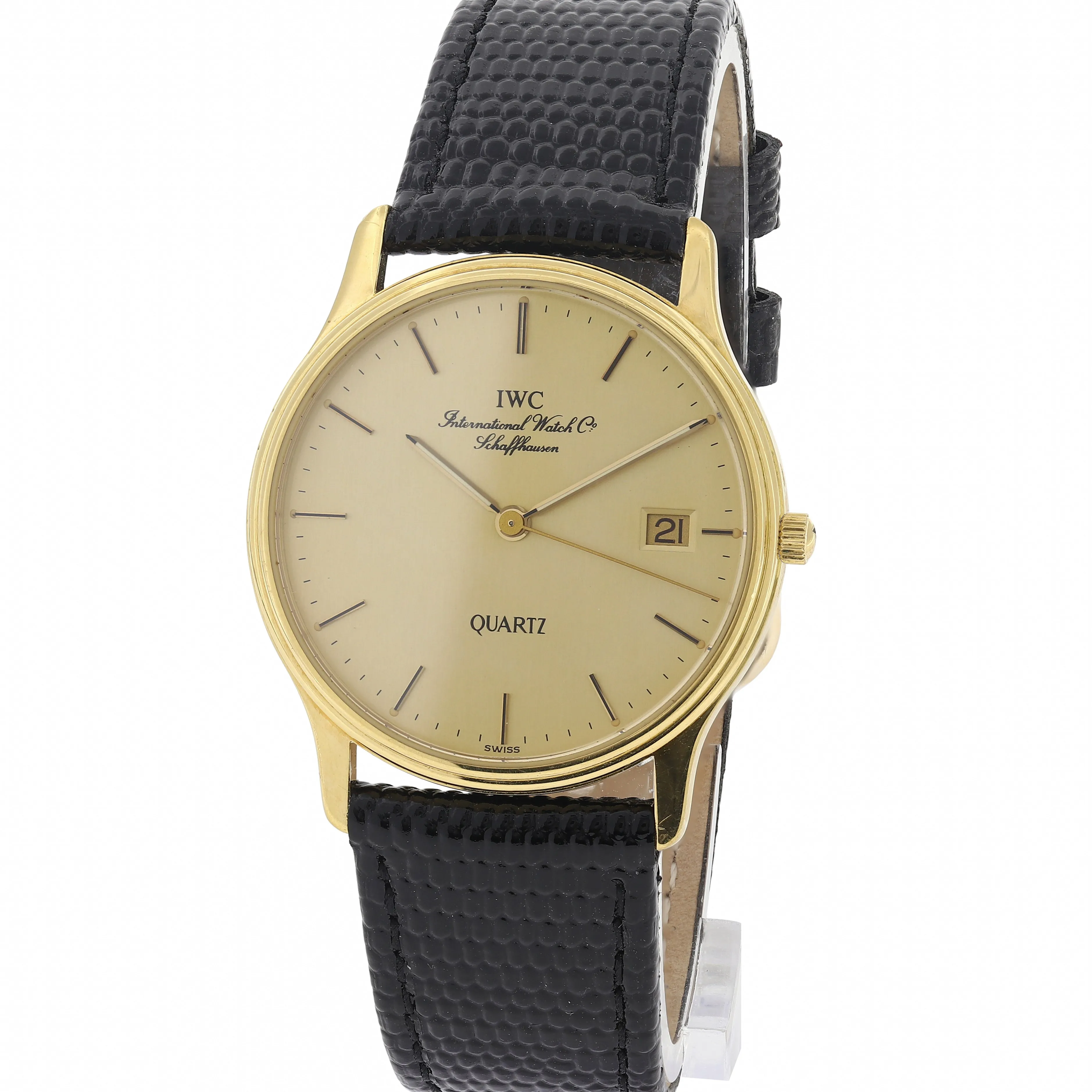 IWC Schaffhausen 3334 Quartz Rare Vintage c. 1989 18k Yellow Gold 32 mm