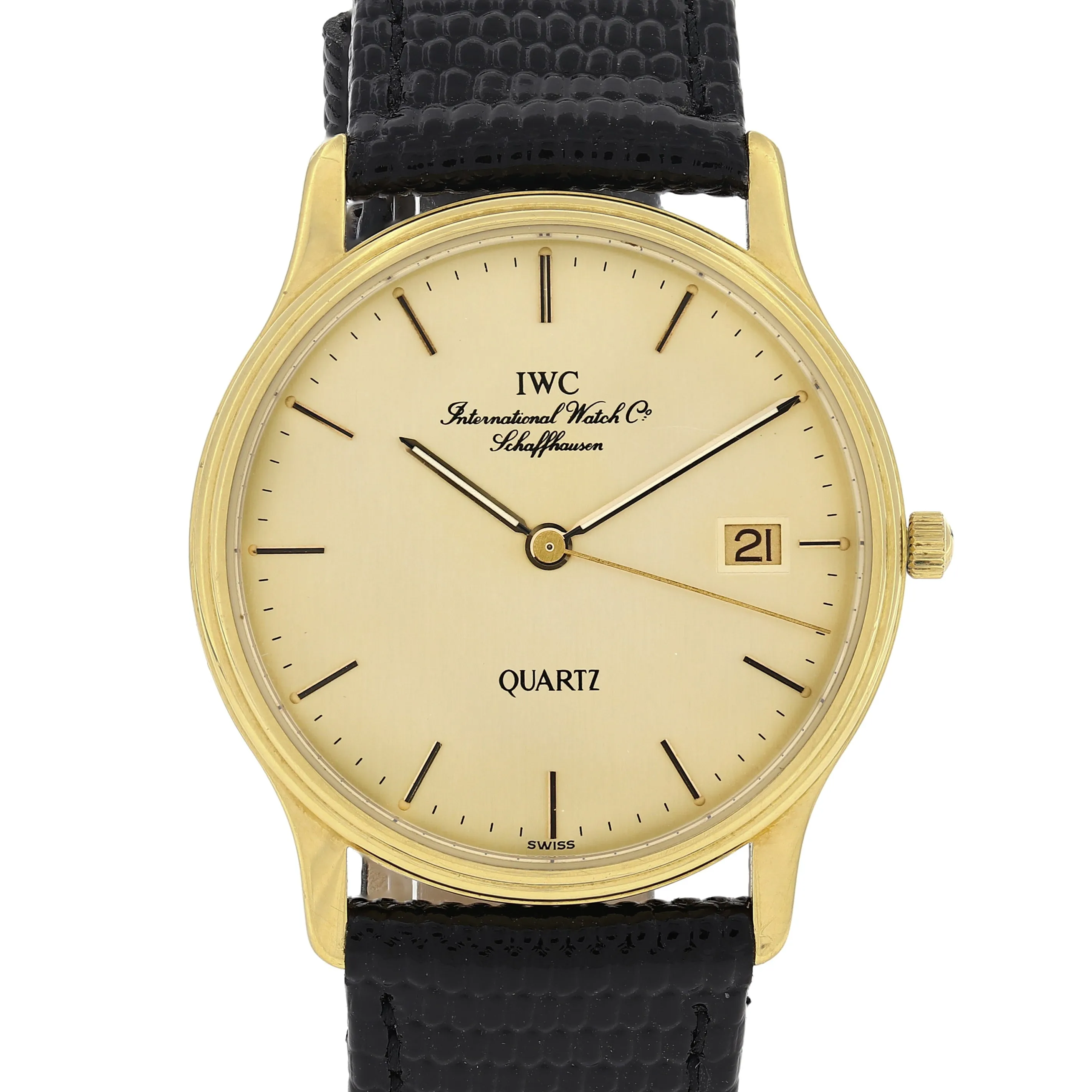 IWC Schaffhausen 3334 Quartz Rare Vintage c. 1989 18k Yellow Gold 32 mm