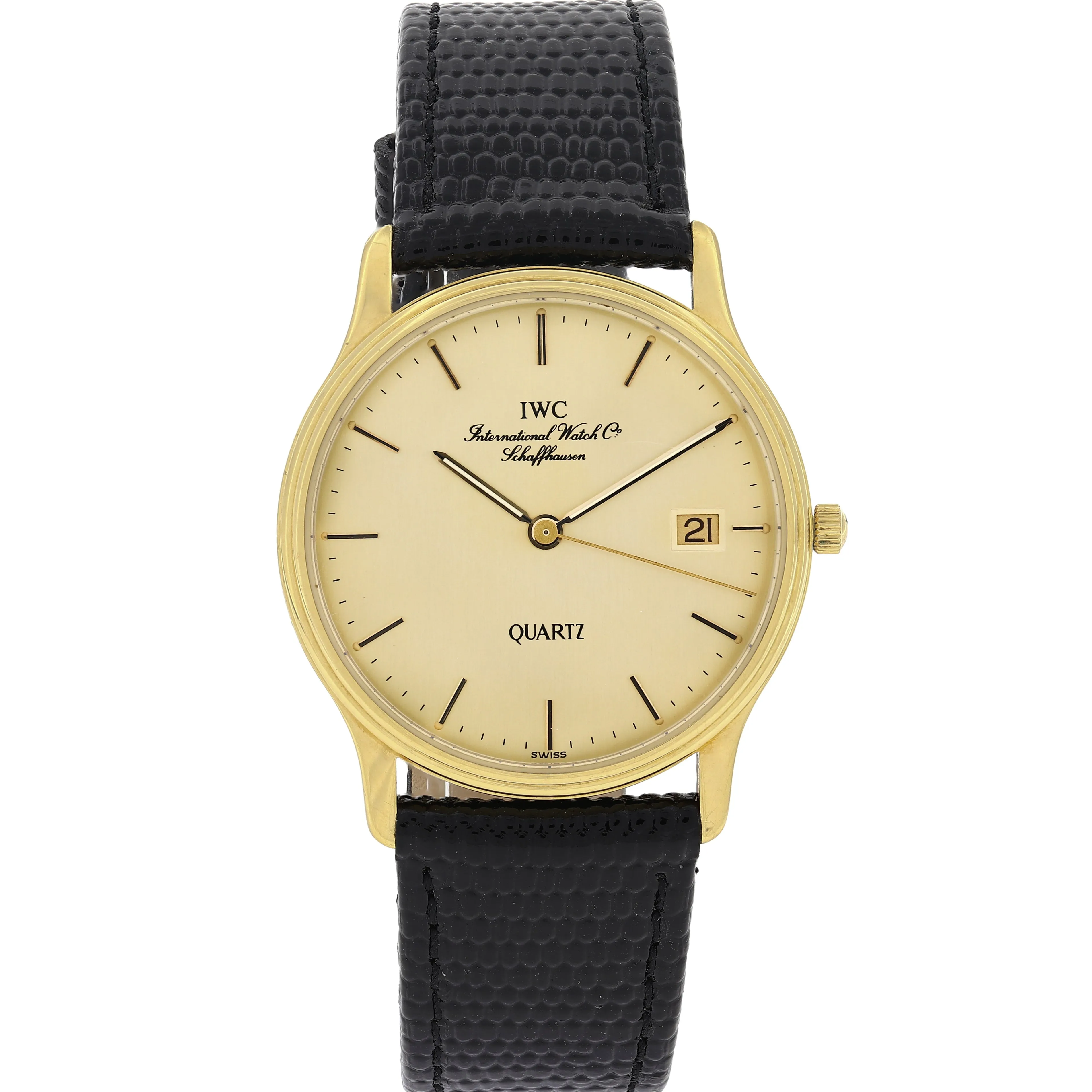 IWC Schaffhausen 3334 Quartz Rare Vintage c. 1989 18k Yellow Gold 32 mm