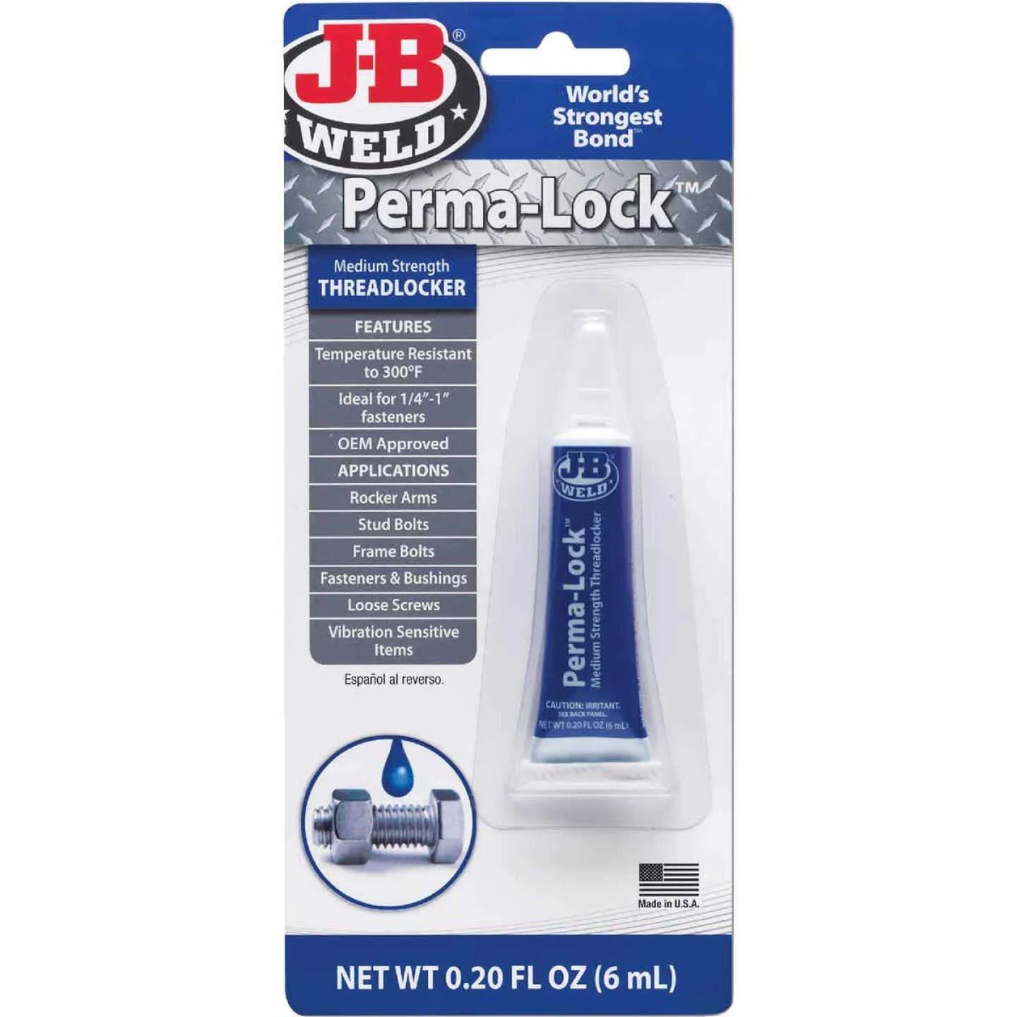 J-B WELD 6ML BLUE PERMA LOCK .20 Oz THREADLOCKER