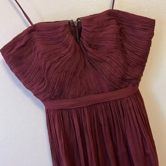 J Crew Women's Nadia Silk Chiffon Dress Cocktail Party Wedding Burgundy Sz 6 NWT