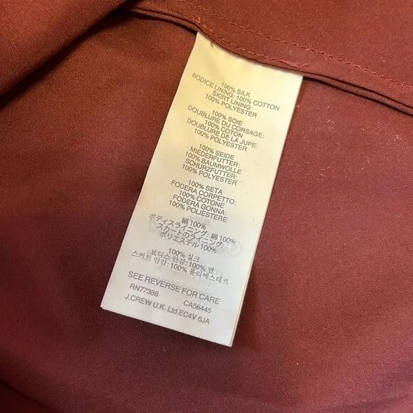 J Crew Women's Nadia Silk Chiffon Dress Cocktail Party Wedding Burgundy Sz 6 NWT