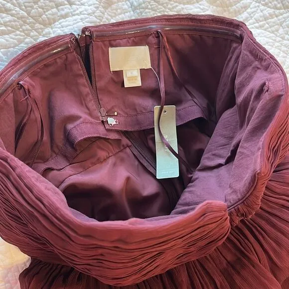 J Crew Women's Nadia Silk Chiffon Dress Cocktail Party Wedding Burgundy Sz 6 NWT