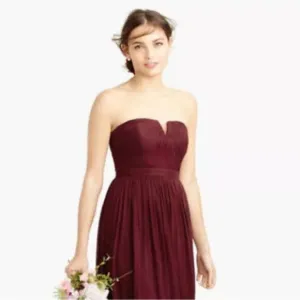 J Crew Women's Nadia Silk Chiffon Dress Cocktail Party Wedding Burgundy Sz 6 NWT