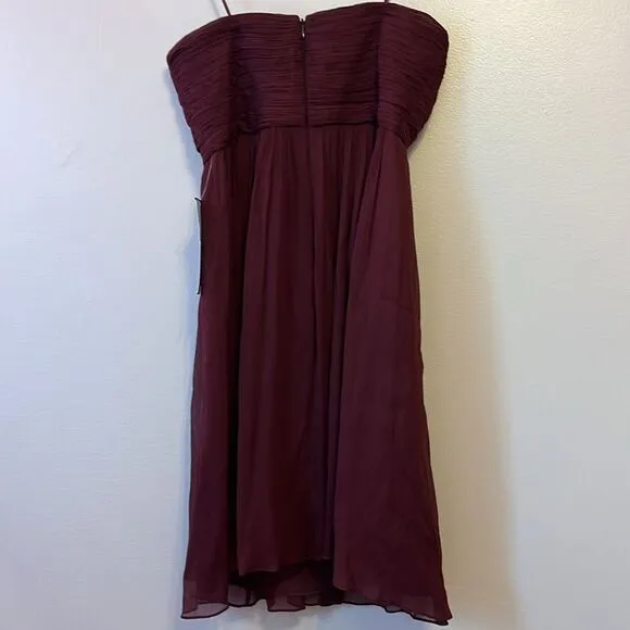J Crew Women's Nadia Silk Chiffon Dress Cocktail Party Wedding Burgundy Sz 6 NWT