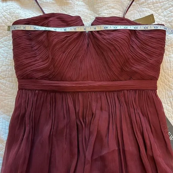 J Crew Women's Nadia Silk Chiffon Dress Cocktail Party Wedding Burgundy Sz 6 NWT