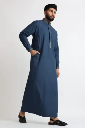 J104 Navy Textured Curve Thobe