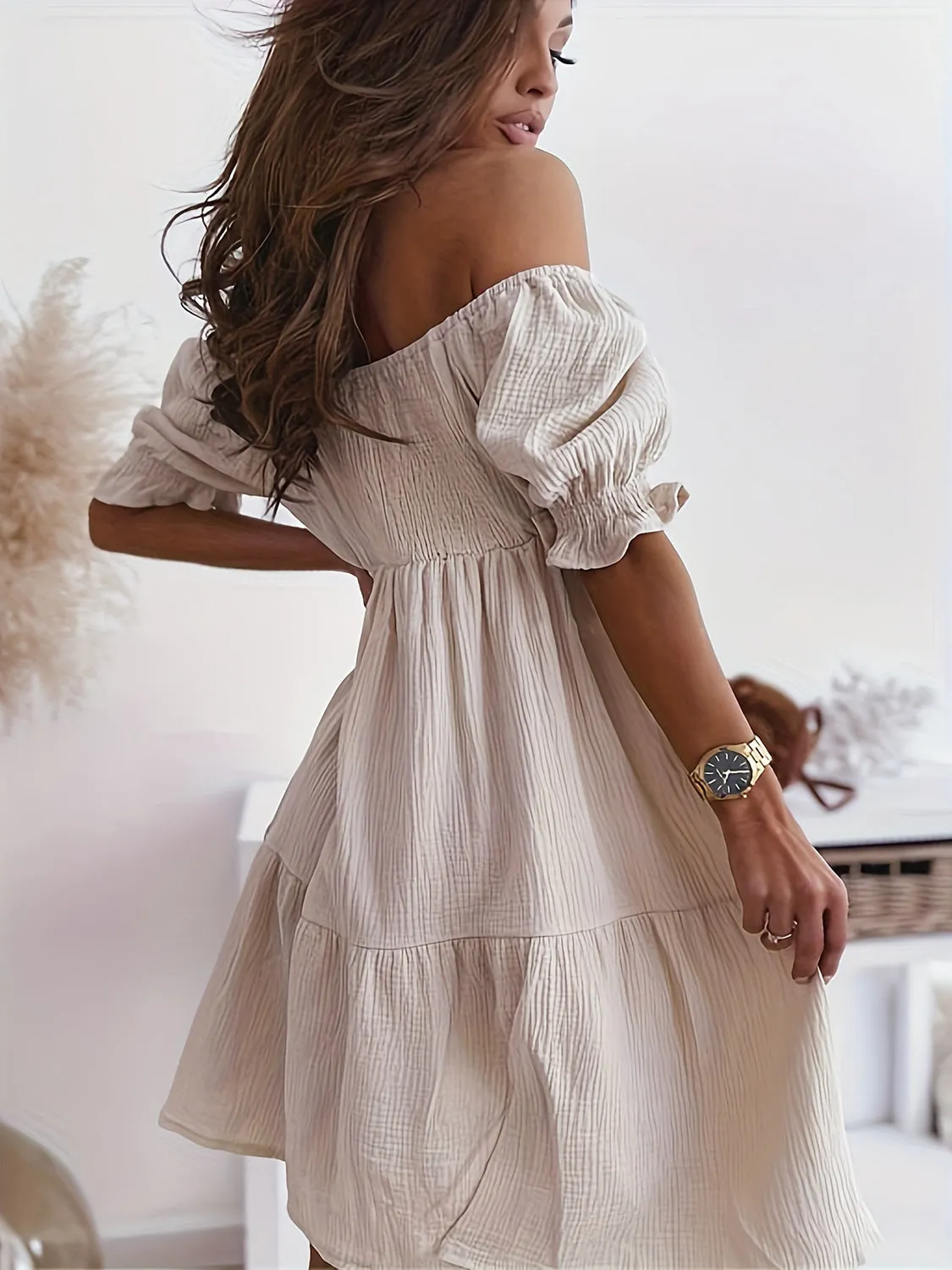Jamison Full Size Ruffled Off-Shoulder Short Sleeve Dress