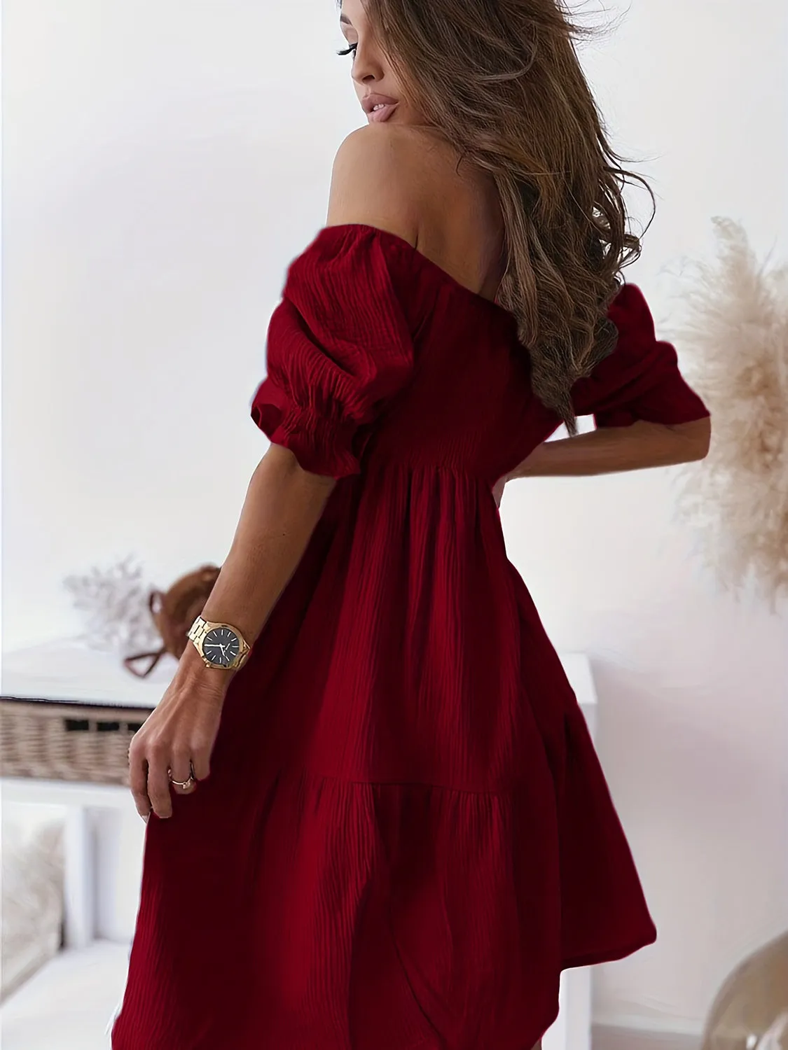 Jamison Full Size Ruffled Off-Shoulder Short Sleeve Dress