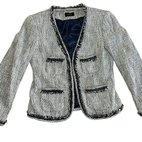 JCrew Terrazzo Navy Blue Tweed Chainlink Blazer Jacket| Size S