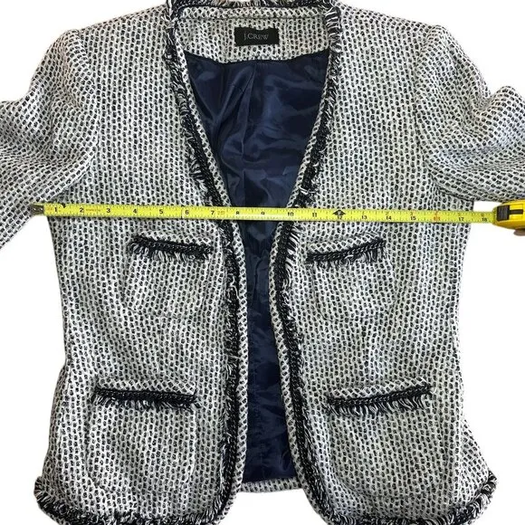 JCrew Terrazzo Navy Blue Tweed Chainlink Blazer Jacket| Size S