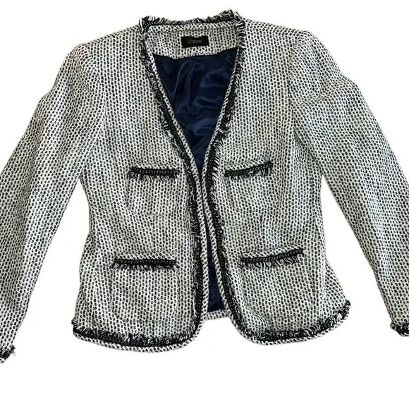 JCrew Terrazzo Navy Blue Tweed Chainlink Blazer Jacket| Size S