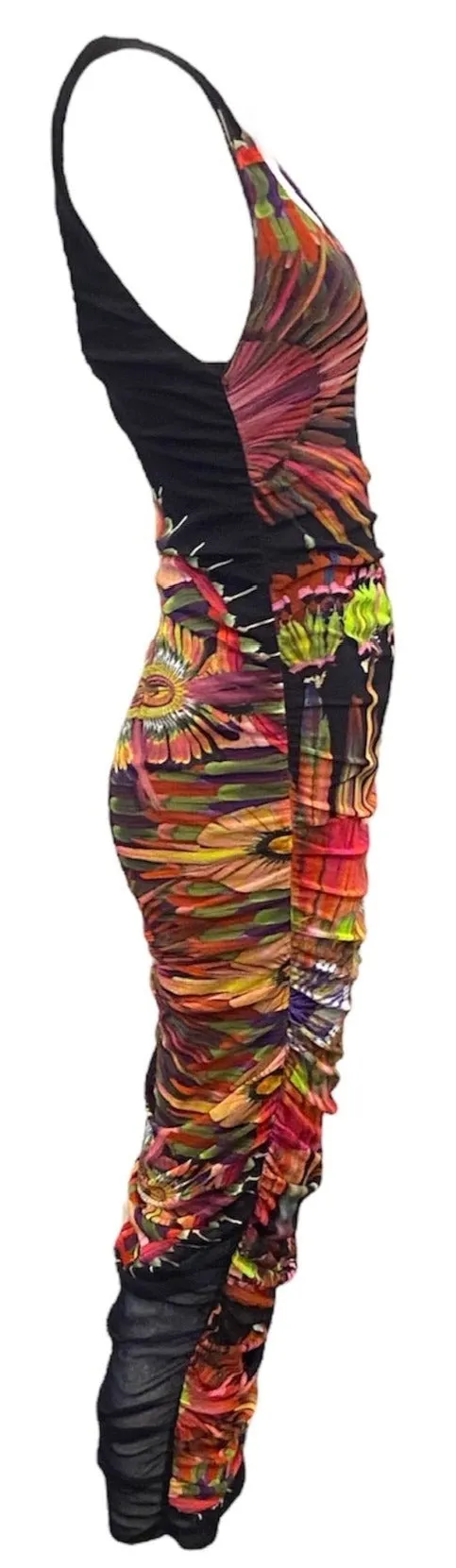 Jean Paul Gaultier Soleil 2000s Body Con Floral Mesh Dress