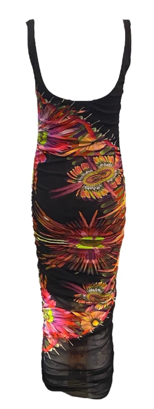 Jean Paul Gaultier Soleil 2000s Body Con Floral Mesh Dress