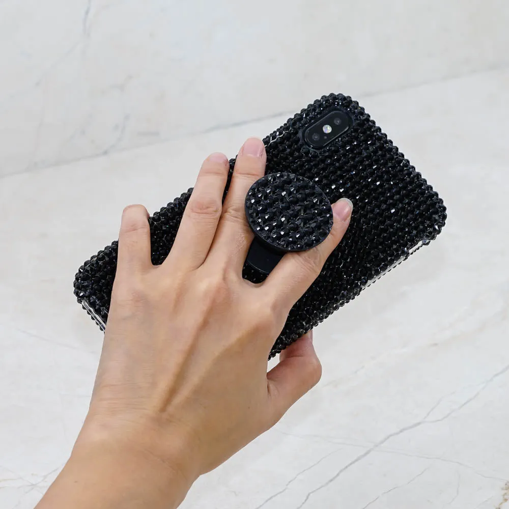 Jet Black Crystals   PopSockets PopGrip (style PS100 )