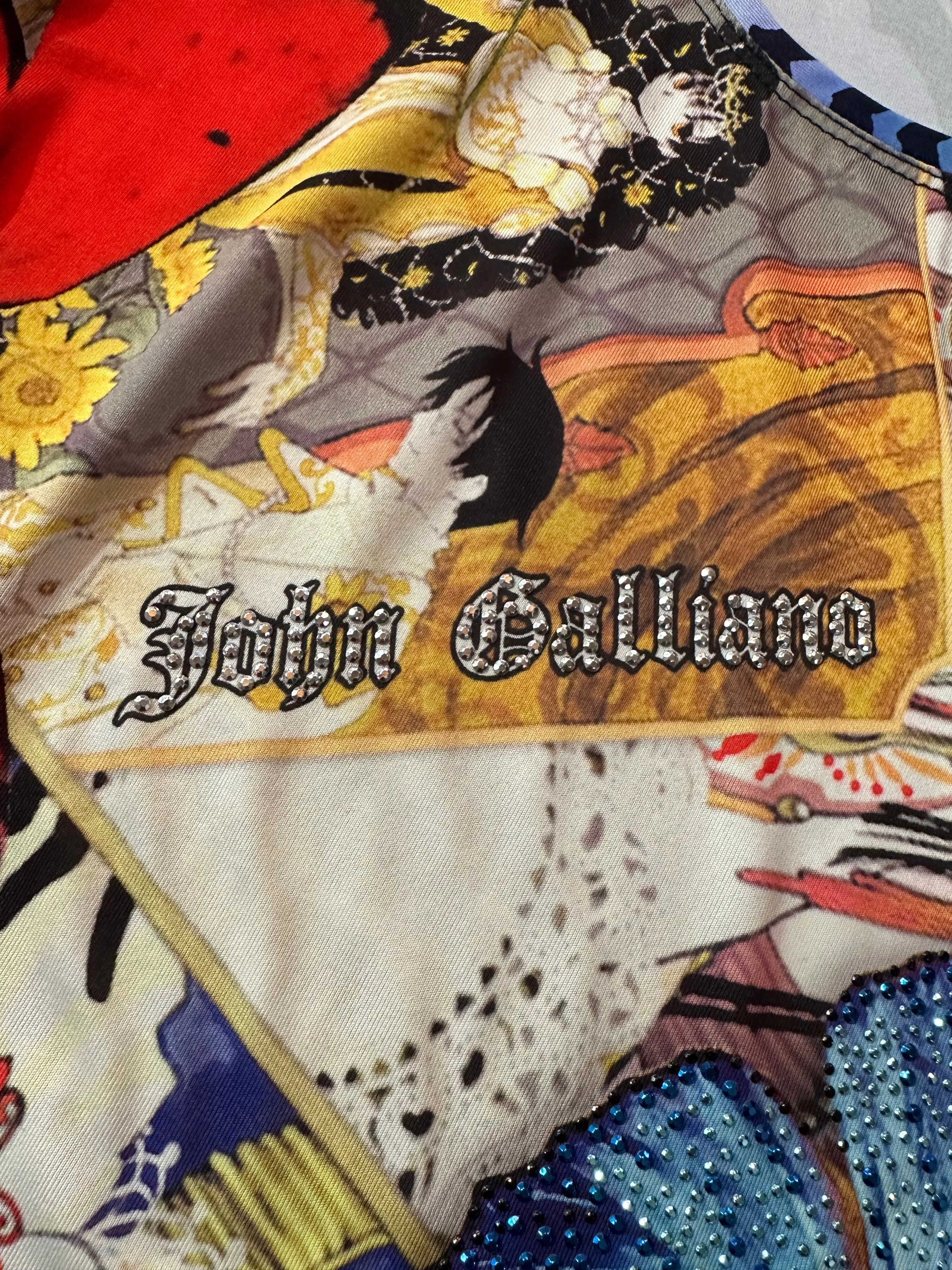 John Galliano Y2K Anime Tattoo Dress with Rhinestones