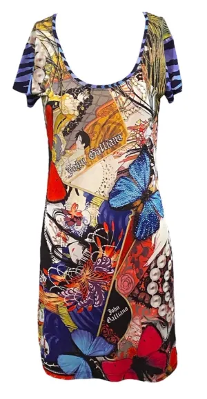 John Galliano Y2K Anime Tattoo Dress with Rhinestones