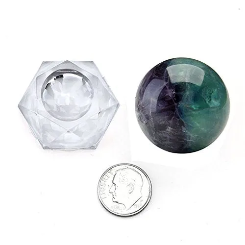 Jovivi 1.2"(30mm) Natural Dragon Blood Jasper/Fluorite Healing Crystal Gemstone Ball Divination Sphere Sculpture Figurine with Acrylic Stand