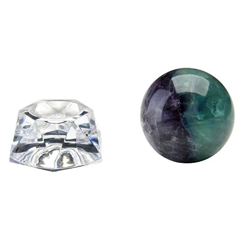 Jovivi 1.2"(30mm) Natural Dragon Blood Jasper/Fluorite Healing Crystal Gemstone Ball Divination Sphere Sculpture Figurine with Acrylic Stand