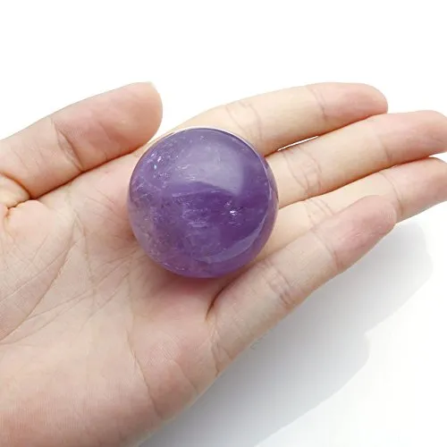 Jovivi 35mm Natural Amethyst Healing Crystal Gemstone Ball Divination Sphere Sculpture Figurine with Acrylic Stand Feng Shui Chakra Aura Home Desk Decor