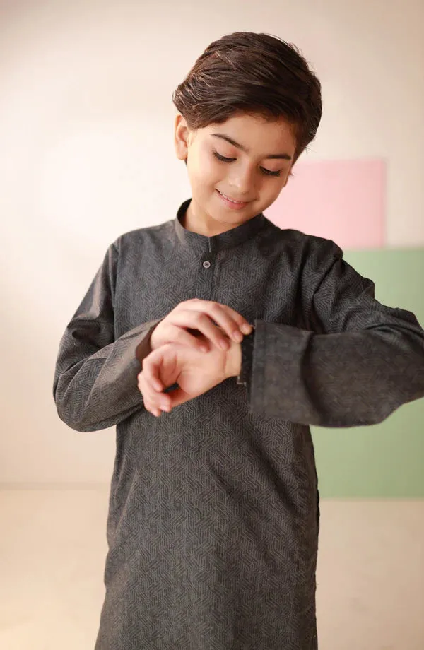 Junior Charcoal Digital kurta