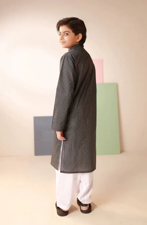 Junior Charcoal Digital kurta