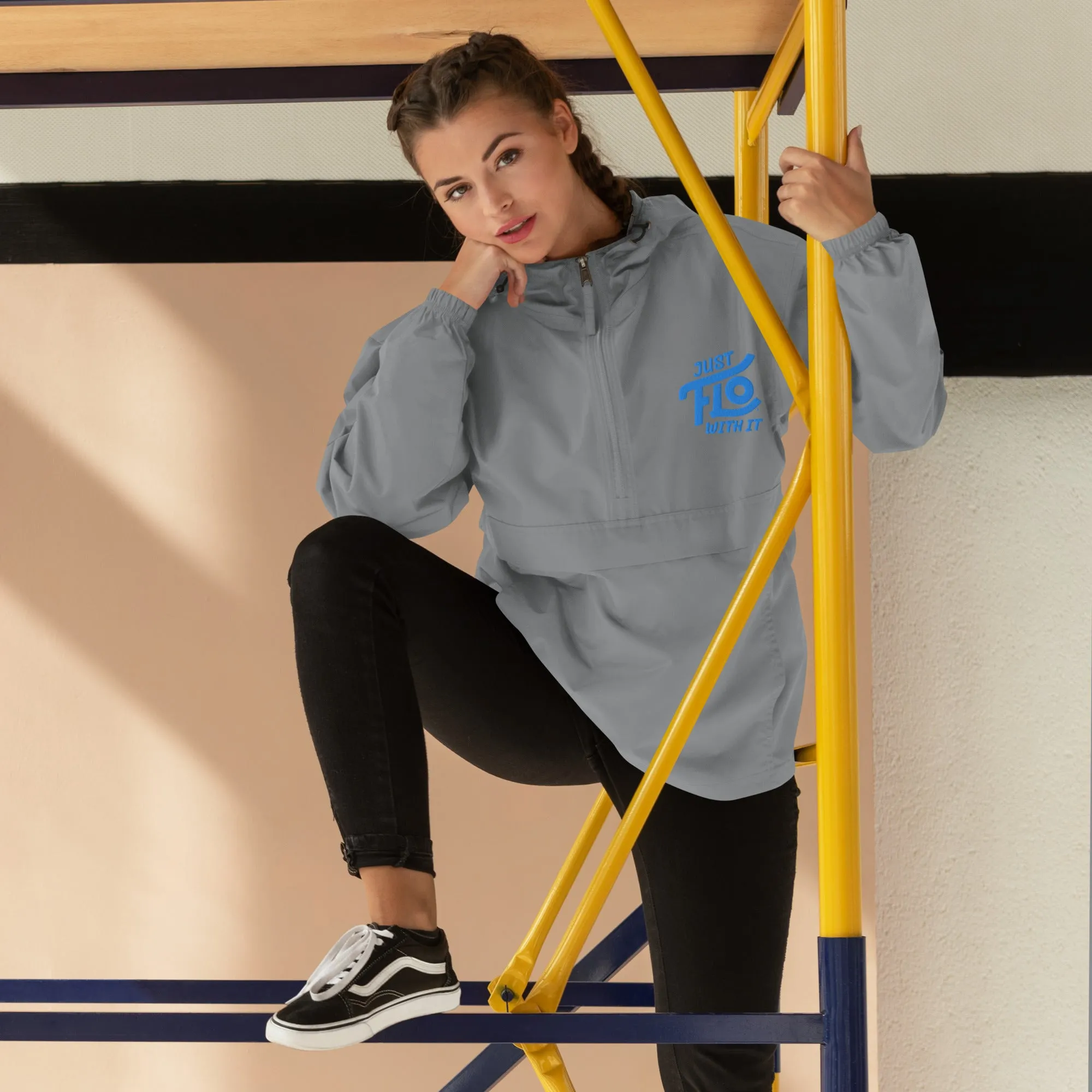Just FLO With It Embroidered Champion Jacket (Aqua/Teal)
