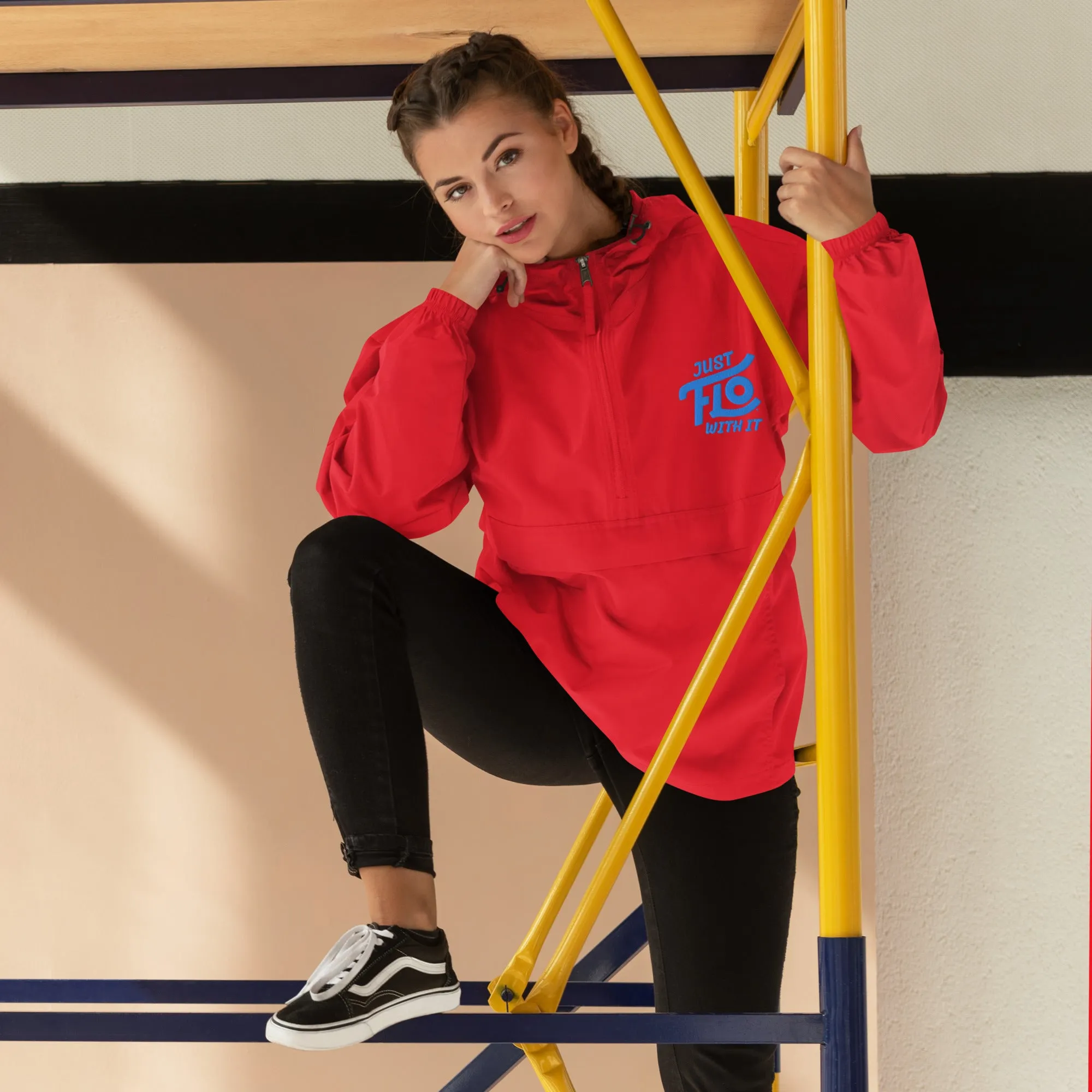 Just FLO With It Embroidered Champion Jacket (Aqua/Teal)