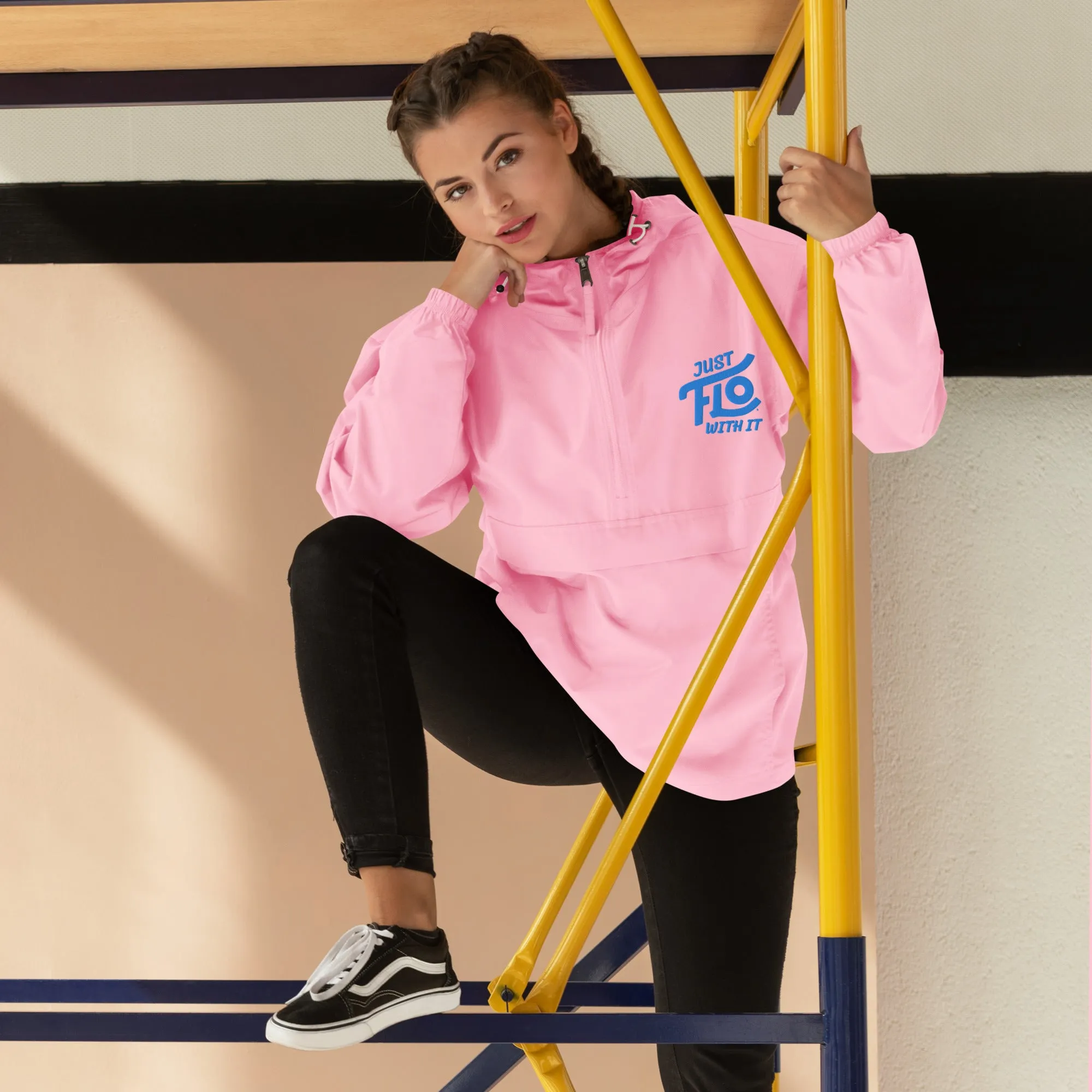 Just FLO With It Embroidered Champion Jacket (Aqua/Teal)