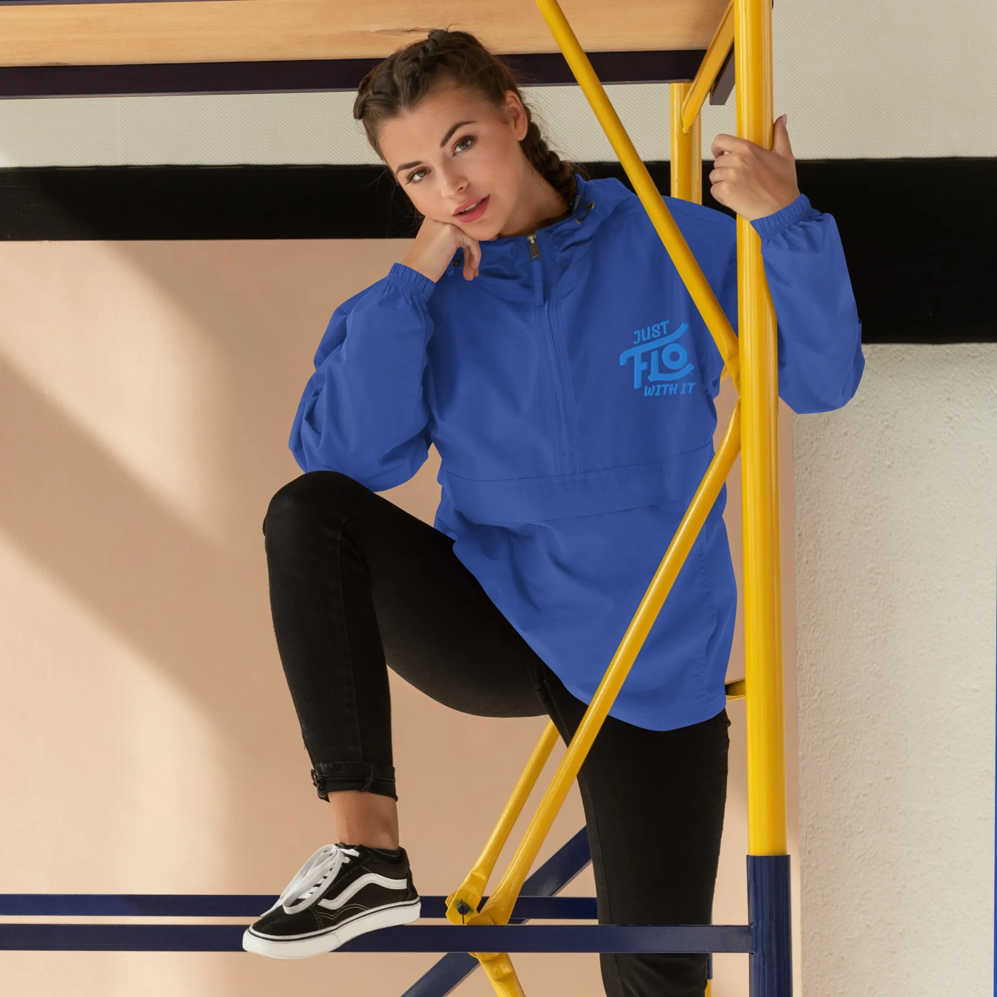 Just FLO With It Embroidered Champion Jacket (Aqua/Teal)