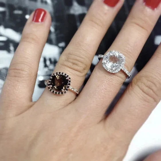 KAELA - 14k Rose Gold Cushion Halo Engagement Ring