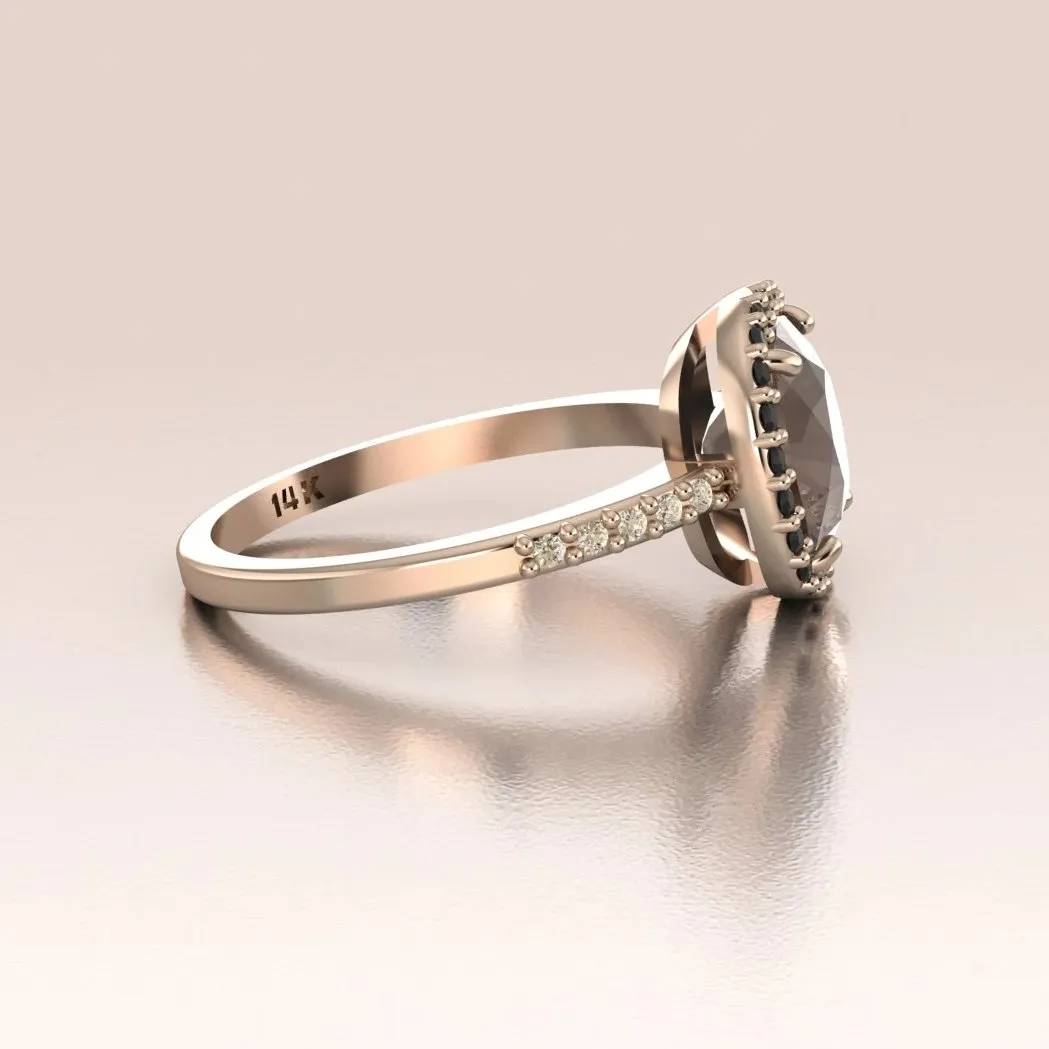 KAELA - 14k Rose Gold Cushion Halo Engagement Ring