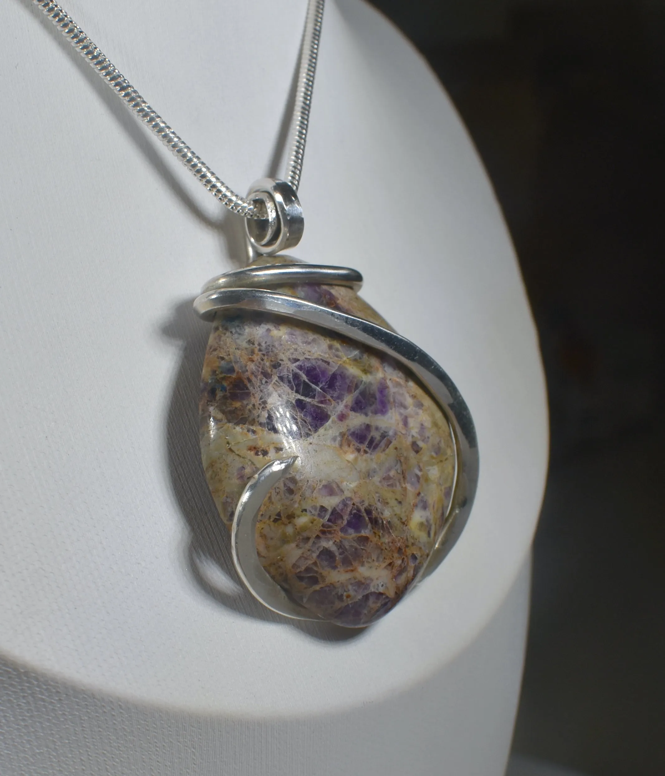 Kaleidoscope Jasper Handmade Stone Pendant Wrapped in Silver