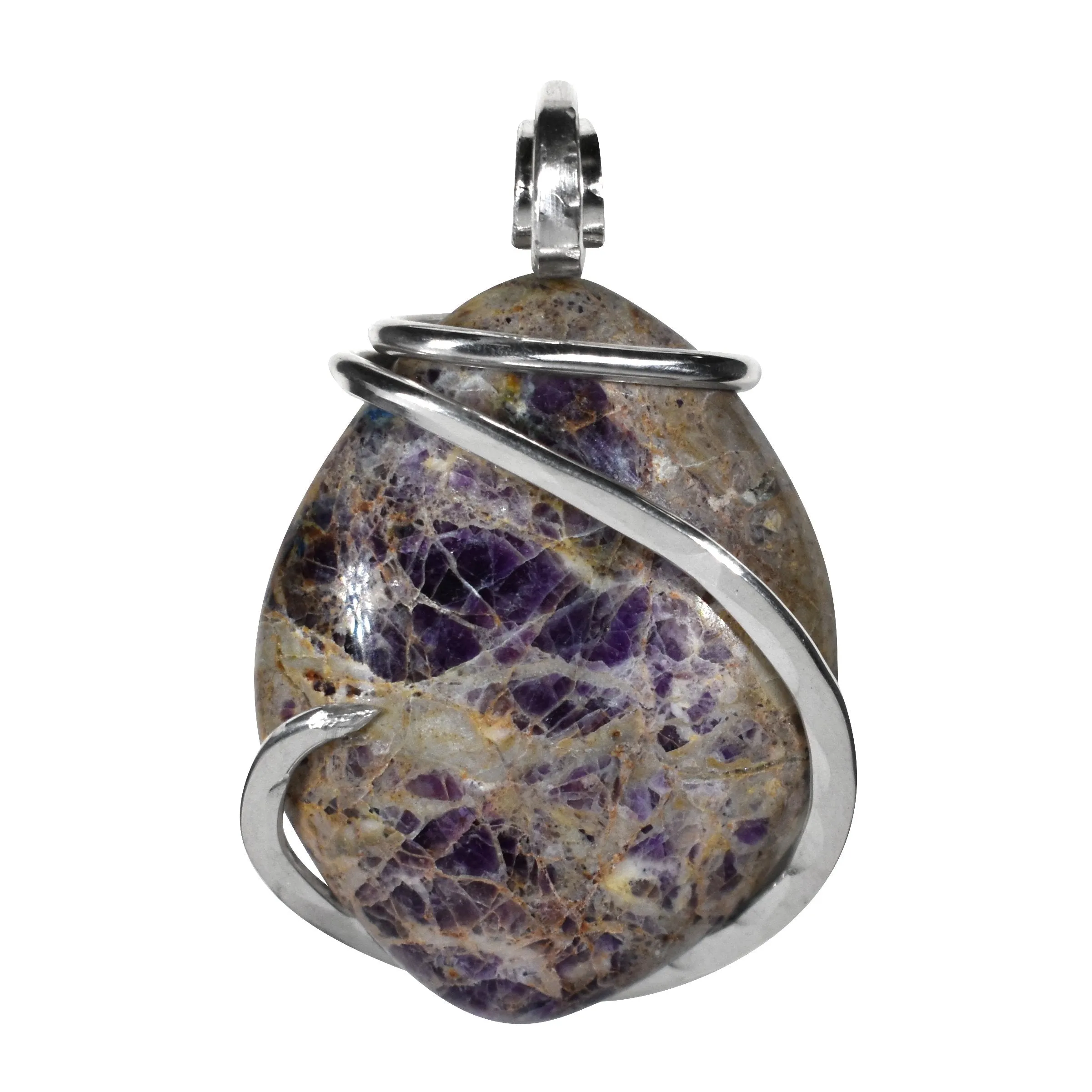 Kaleidoscope Jasper Handmade Stone Pendant Wrapped in Silver