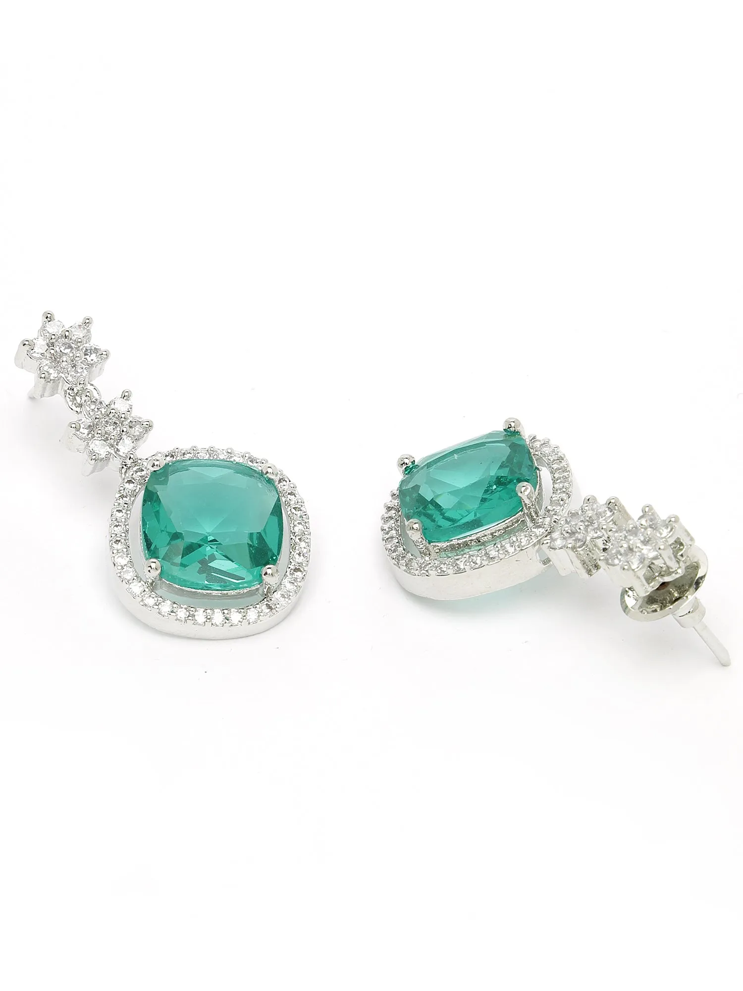 Karatcart Elegant Light Blue Cubic Zirconia Necklace Set for Women