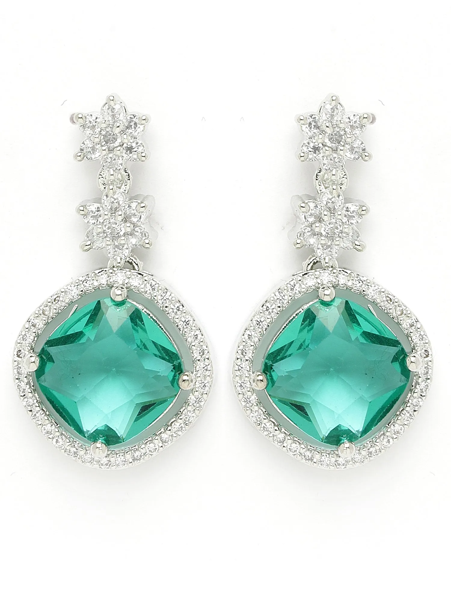 Karatcart Elegant Light Blue Cubic Zirconia Necklace Set for Women