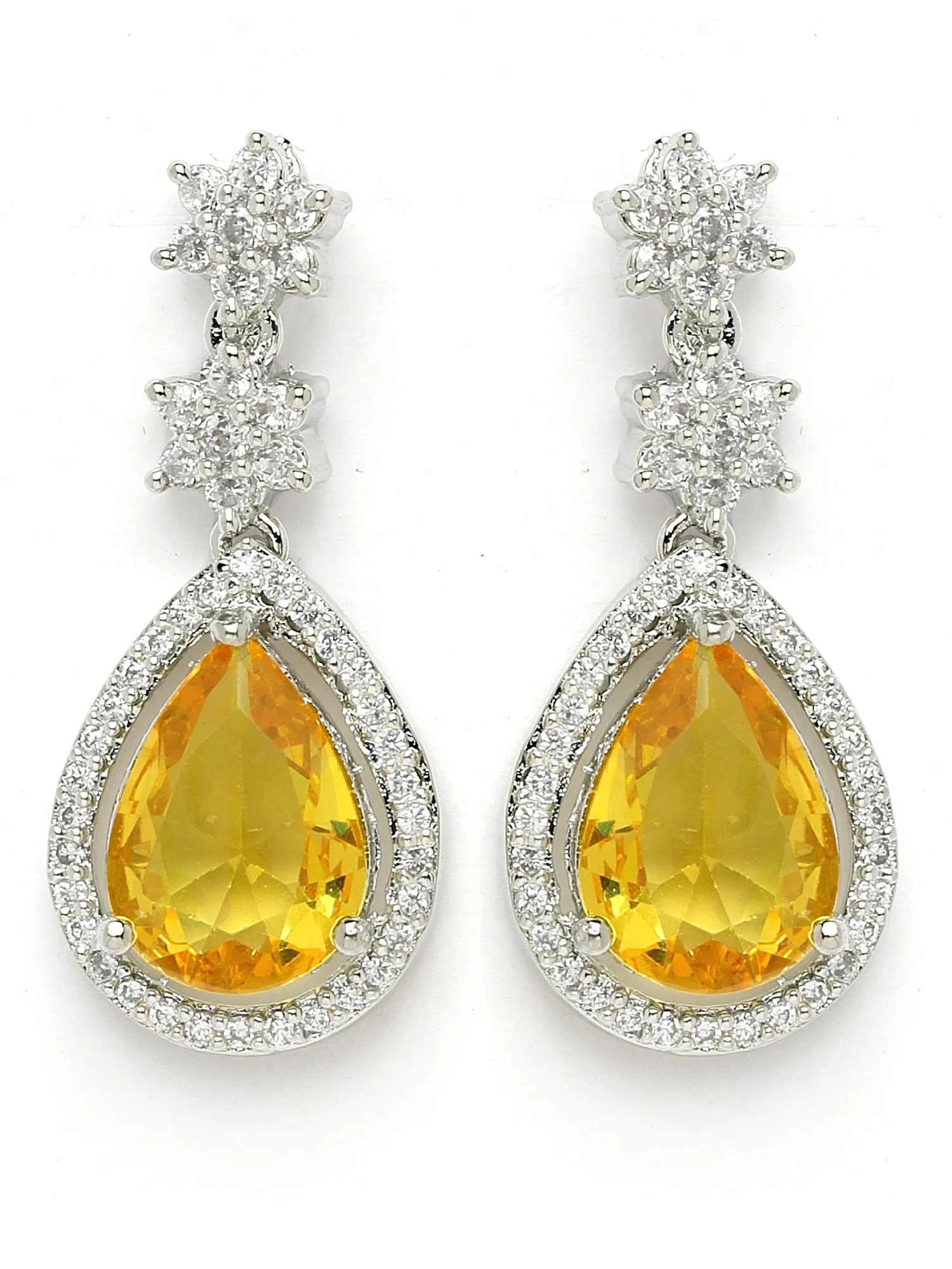 Karatcart Elegant Yellow Cubic Zirconia Necklace Set for Women