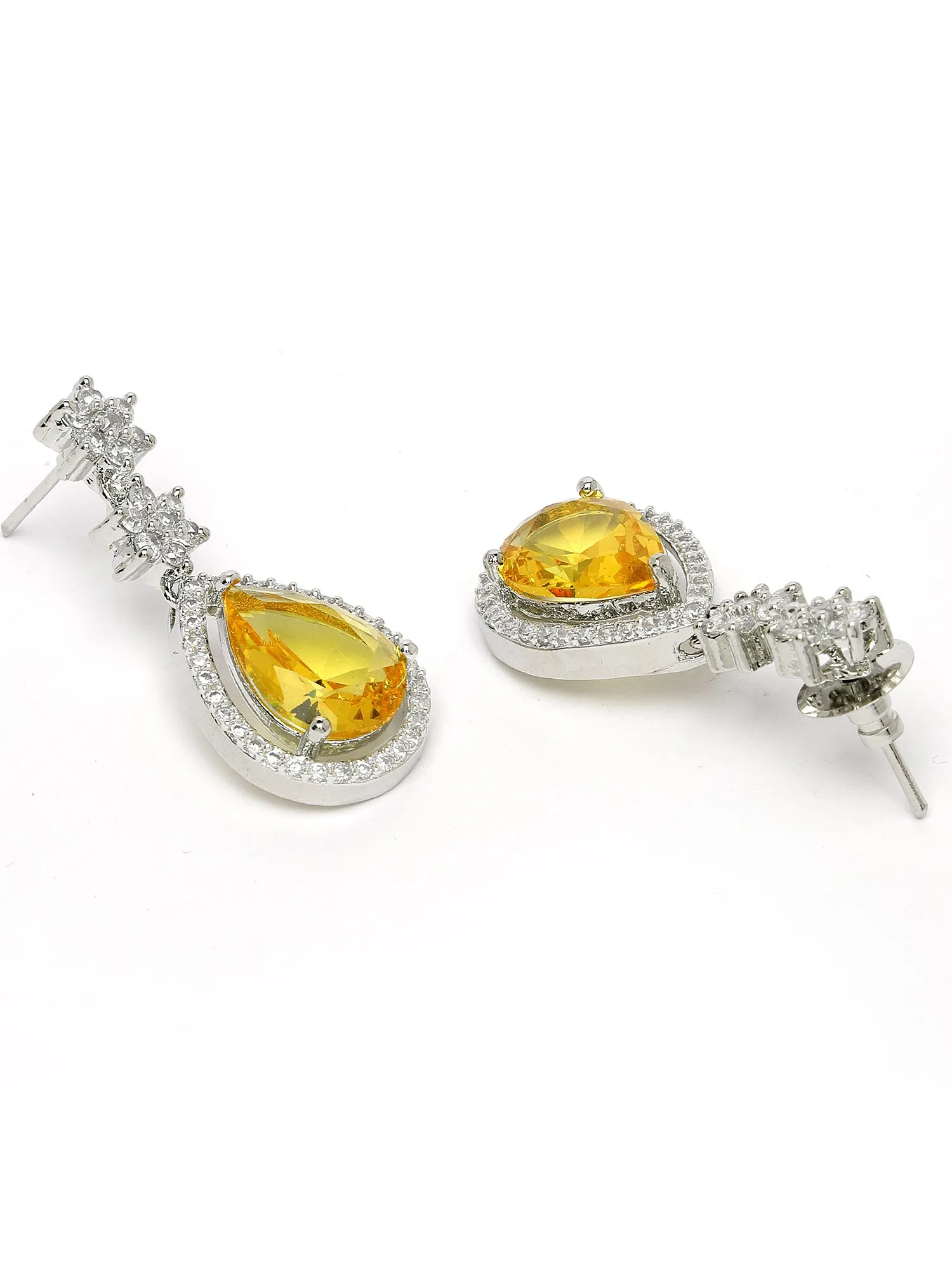 Karatcart Elegant Yellow Cubic Zirconia Necklace Set for Women