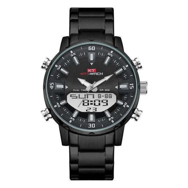 KAT - Dual Display Waterproof 3D Dial Analog Digital Quartz watch