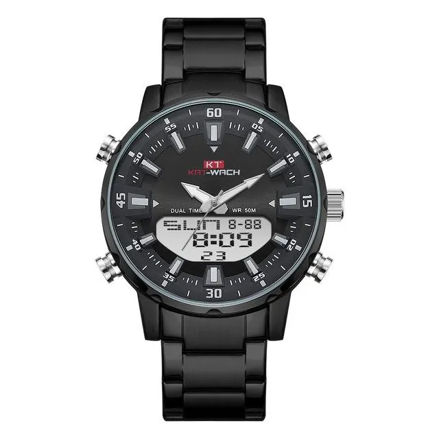 KAT - Dual Display Waterproof 3D Dial Analog Digital Quartz watch