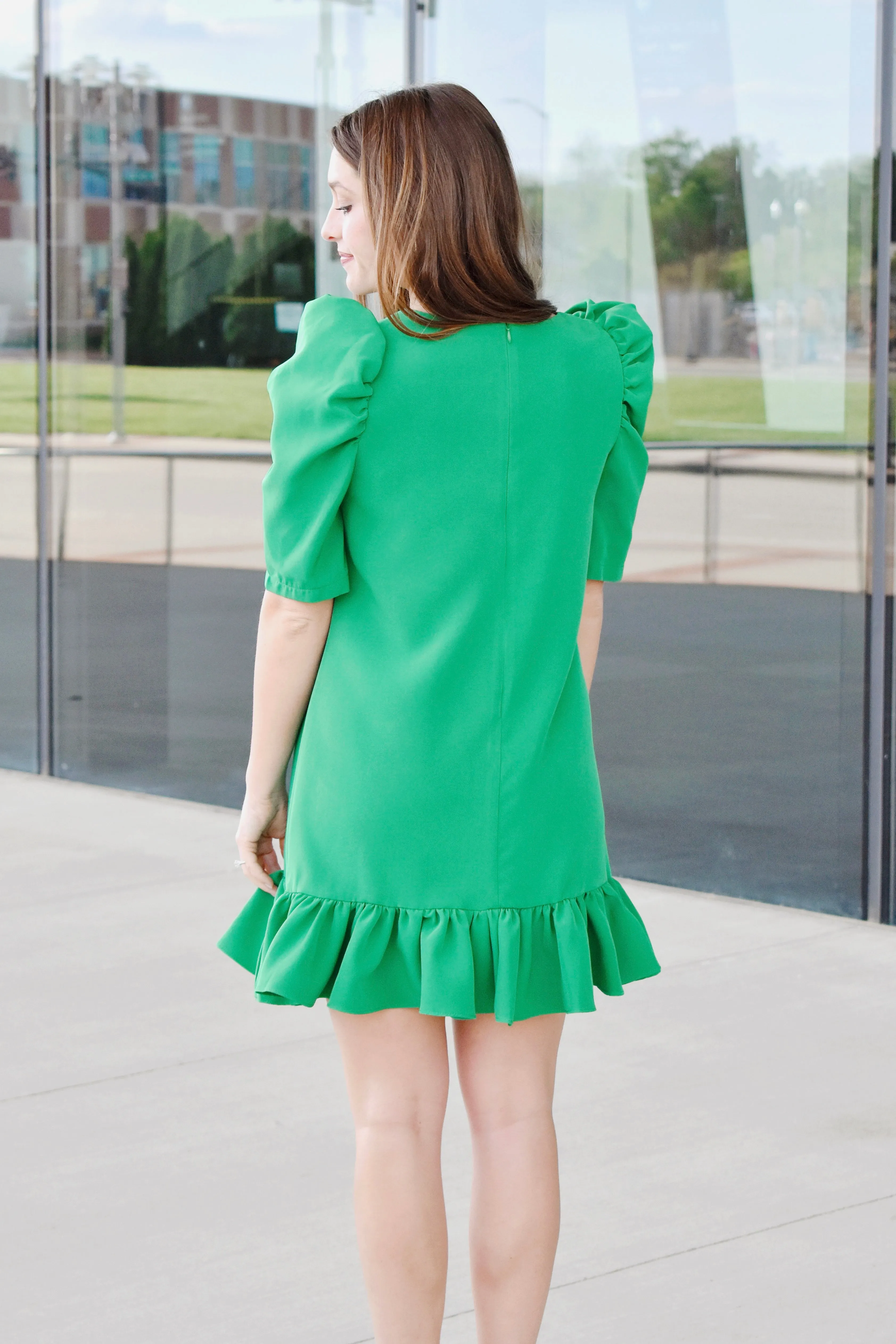Kelly Green Drop Waist Dress