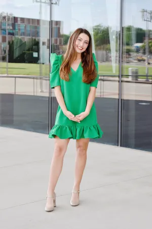 Kelly Green Drop Waist Dress