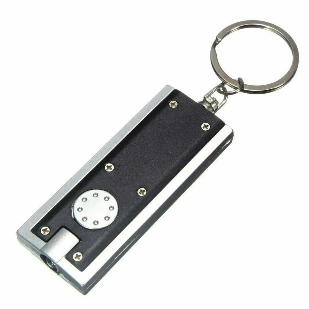 Keyring Torch Super Bright Led 10cm Black/Silver Camping Flashlight