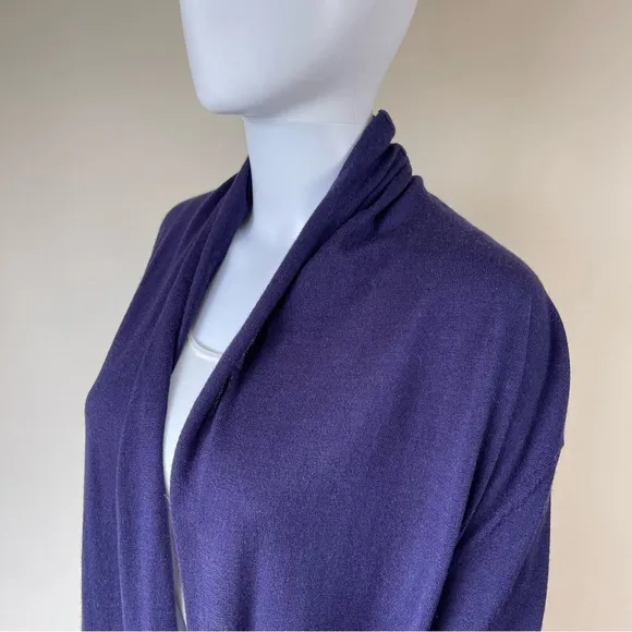 Kinross Cashmere Purple Open Front Knit Cardigan Pocket Size L
