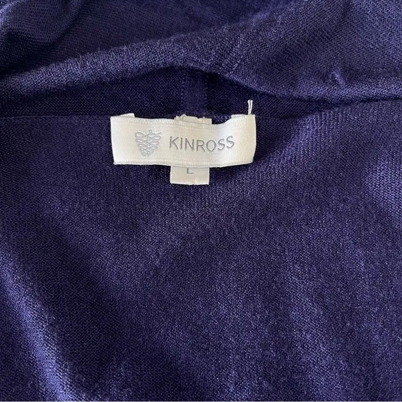 Kinross Cashmere Purple Open Front Knit Cardigan Pocket Size L