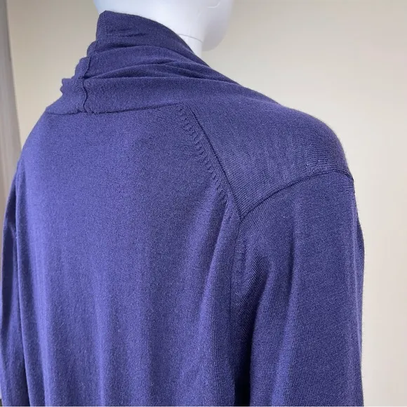 Kinross Cashmere Purple Open Front Knit Cardigan Pocket Size L