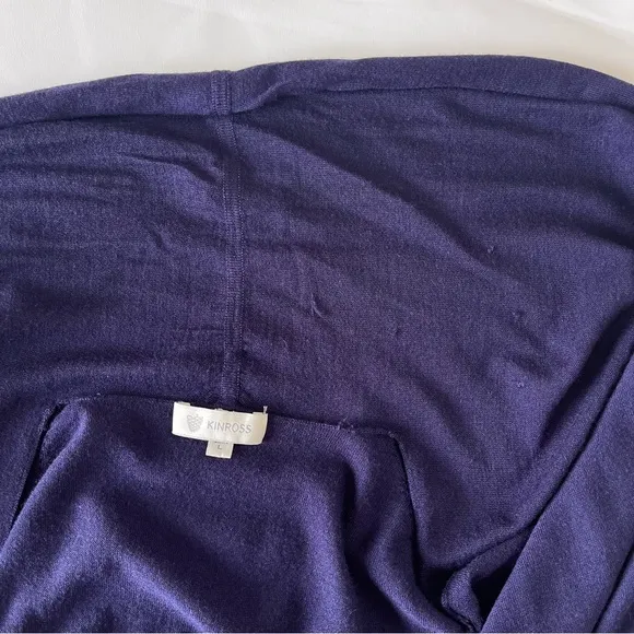Kinross Cashmere Purple Open Front Knit Cardigan Pocket Size L